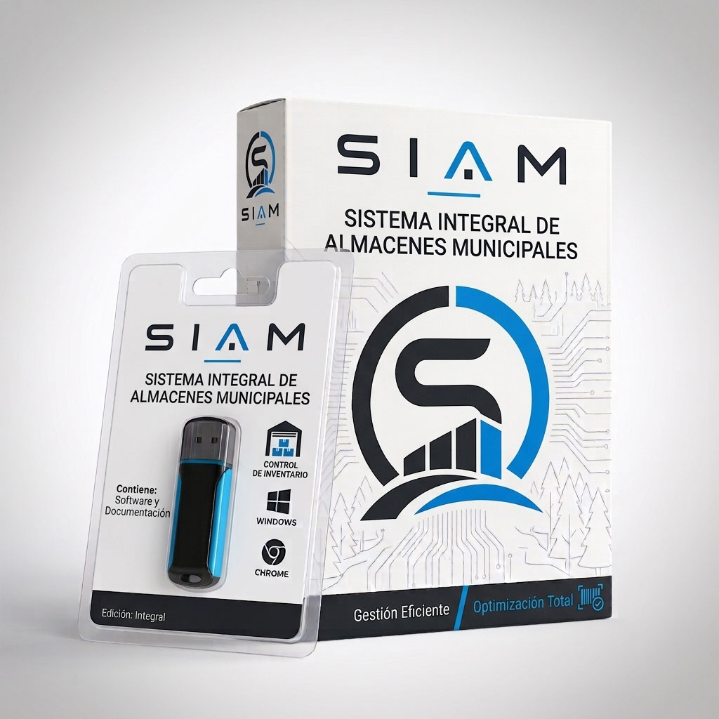 Caja del software SIAM — Sistema integral de almacenes municipales